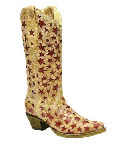 Corral Antique Saddle with Red Stars Boots