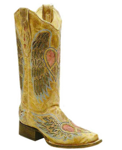 Corral Antique Saddle/Blue Jean Wing and Heart Boots