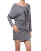 Grey Printed Mini Dress with Rhinestones Grey Printed Mini Dress with Rhinestones