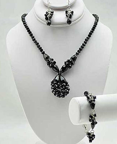 Crystal & Glass Black Necklace