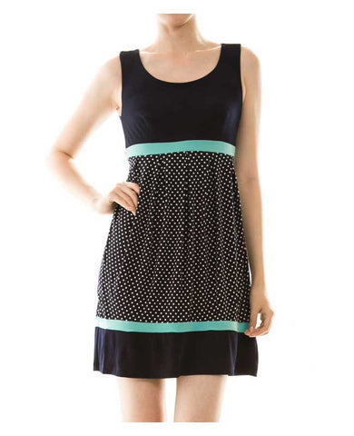 Polka Dot Self Belted Sleeveless Dress