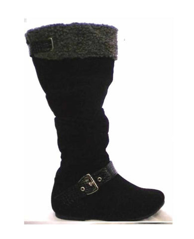 Black with Silver Buckle Winter Boots