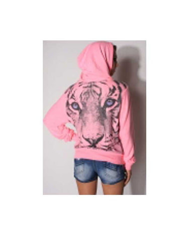 Pink Hoodie with Tiger Back