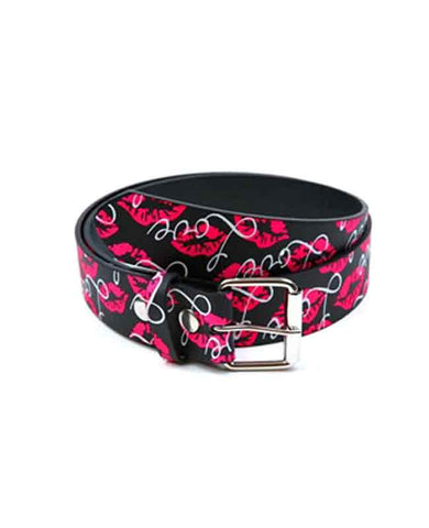 Fashion Pink Love Kiss Mark Print Belt