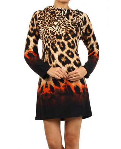 Leopard Print Dress with Orange Accents