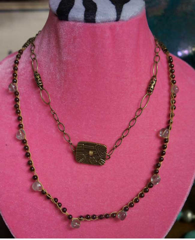 One-of-a-Kind handmade Fluorite, Garnet Necklace