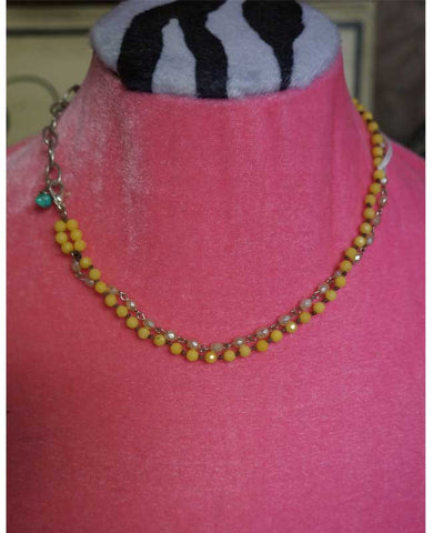 One-of-a-Kind Yellow Jade and turquoise Necklace