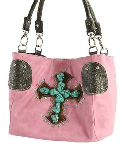 Pink & Turquoise Cross Handbag