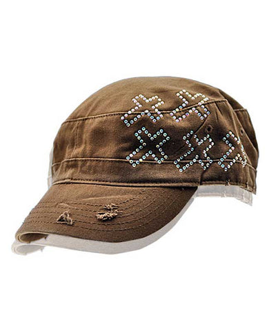 Brown Cross Rhinstone Hat