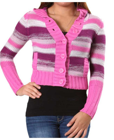 Pink Striped Crop Sweater