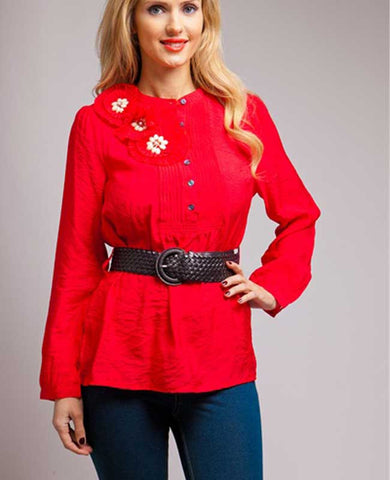 Glass & Acrylic Bead Belted Red Top