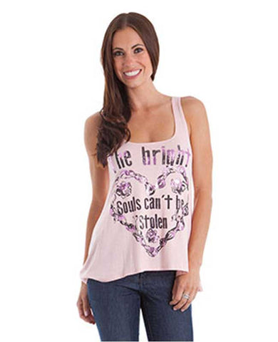 Peach The Bright Souls Can't Be Stolen Chain Rose Heart Print Tank Top