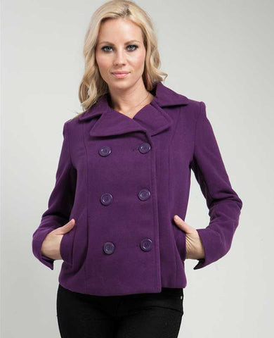 Purple Double Breasted Lined Coat